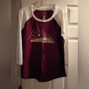 NWOT Sonoma Maroon and White Long Sleeve Top
